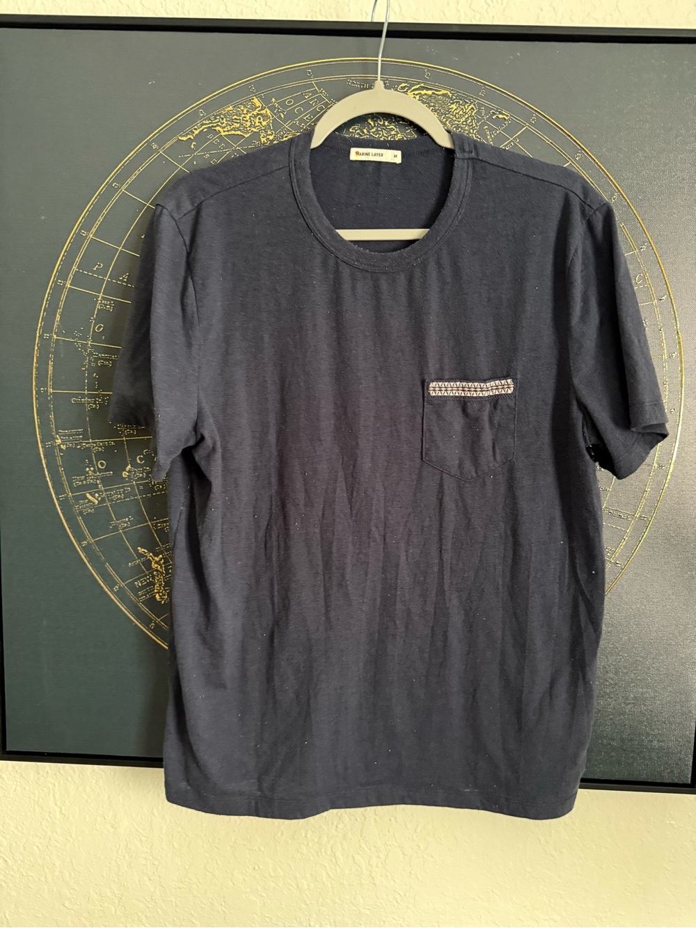 Black Label Navy Short Sleeve Pocket Tee with Trim